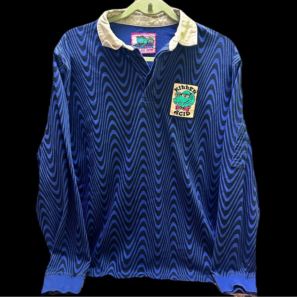 Killer Acid Blue and White Long Sleeve Shirt size S